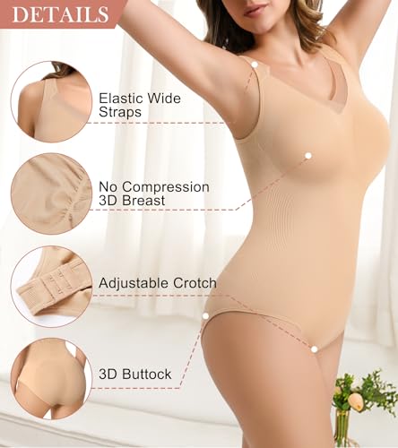 Image of Shapewear Bodysuit for Women Tummy Control Seamless Faja Body Shaper Body Suit Waist Slimming