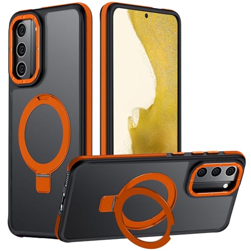 Mondelete for Samsung Galaxy S22+Plus Phone Case,Magnetic Ring Stand,Orange