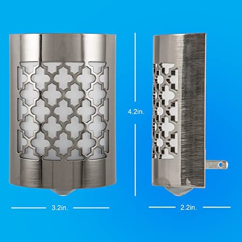 Image of GE CoverLite LED Night Light, Decorative, Plug-in, Smart Dusk-to-Dawn Sensor, Home Decor, Ideal for Bedroom, Bathroom, Kitchen, Hallway, 1 Pack, 29847, Brushed Nickel | Moroccan