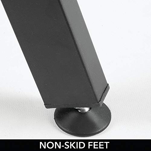 mDesign Metal Free Standing Leaning Decorative Bath Towel Bar Storage Ladder - Holds Towels, Blankets, Throw Blankets, Quilts - 4 Levels - Matte Black