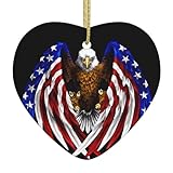 Arbre de Noël en céramique à suspendre avec pendentif WHJSHOP USA drapeau patriotique aigle imprimé décoration centres commerciaux, supermarchés, magasins