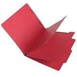 SJ Paper S59707 Match 15 Pt. Red Classification Folders, 2/5 Cut ROC Top Tab, Letter Size, 2 Dividers (Box of 25)