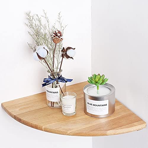 FLYFAIR Corner Shelf, Solid OAK Wood Corner Shelf Wall Mount, Round Edging Hanging Corner Shelves for Wall Floating Speaker Display Bookshelves Décor Accents for Bedroom Office Kitchen Living Room 10"