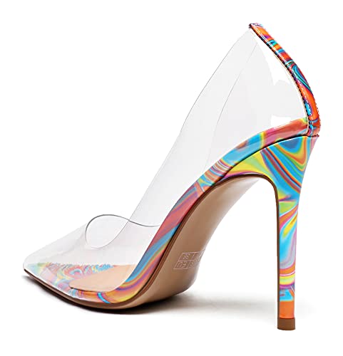 Castamere Womens High Heels Transparent Pumps Slip-on Sexy Clear Pointy Toe 10CM Heels4