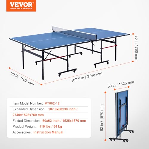 VEVOR Ping-Pong-Tisch, professionelles Tischtennisspiel, tragbarer MDF-Tischtennistisch für den Innenbereich, Faltbarer Ping-Pong-Tisch mit Schnellklemmnetz und feststellbaren Rädern – Bild 8