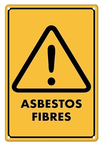 Caution Asbestos Fibres Aluminum Tin Sign 12"x8" For Homeowners, Construction Staff - Home Kitchen Wall Decor