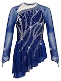 Lejafay Kids Girls Shiny Ice Skating Dress Tiered Round Neck Figure Skating Dress Gymnastics Leotard Dancewear...