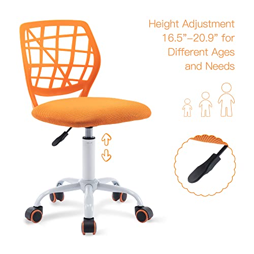 Villeston Desk Chair For Boys Girls And Teens Mesh Computer Bedroom Office Study Chair Ergonomic Small Swivel Height Adjustable Chair With Wheels, Orange #TOP4