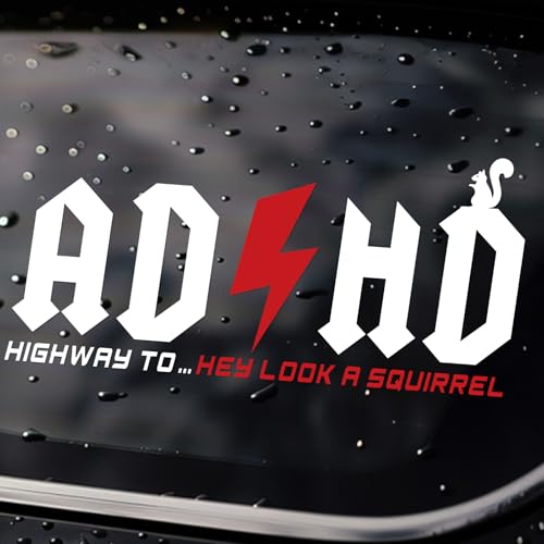 Please Be Patient Student Driver Aolamegs 2 Pcs ADHD Stickers - AD/HD Highway to Hey Look A Squirrel, 8' x 4' Funny Vinyl Truck...