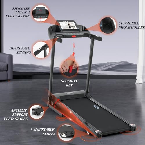 Ise Tapis Roulant Pieghevole Da Casa 1-14 Km/H, Tapirulan Elettrico Salvaspazio Treadmill Con Schermo Led 12 Programmi Per Casa Ufficio - 3