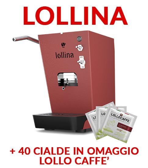 Lollina ekspres do kawy espresso, czerwony, kompatybilny z kapsułkami 44 mm ESE + 40 kapsułek do kawy gratis