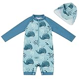 UMELOK Baby Badeanzug mit Sonnenhut UV Schutz Schwimmanzug für Baby Junge Großwal 86
