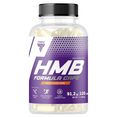 TREC Nutrition HMB Formula Caps - 120 caps - Powerful Anticatabolic Supplement for Lean Muscle Gain Fat Reduction and Enhanced Stamina - Hydroxymethylbutyrate (HMB) Metabolic Support - 120 Capsules