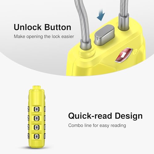 Image of Puroma TSA Approved Luggage Lock, 4 Digit Combination Travel Locks Resettable Code Lock with Zinc Alloy Body for Suitcase, Toolbox, Backpack, Bag, Gym Locker, Yellow, Modern