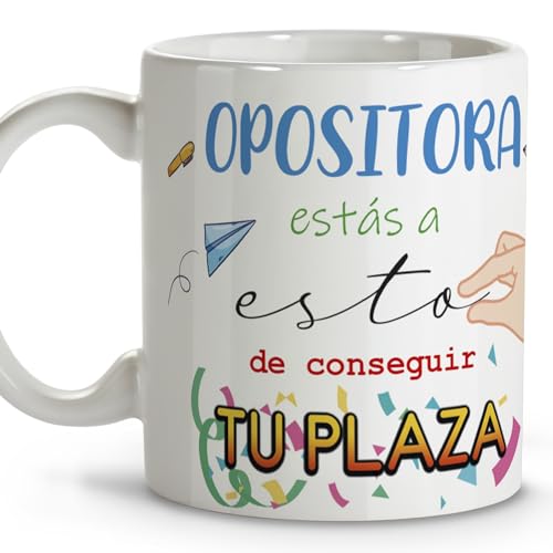 LolaPix Opositora. Tazas originales para regalar. Regalos opositores. Oposiciones. Tazas personalizadas. Taza cerámica 330 ml.