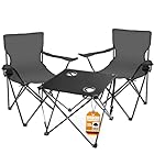 BigDean Campingtisch mit Stühlen dunkelgrau - Camping Tisch Stuhl Set Camping Stühle Campingstühle Campingstühle faltbar Campingmöbel Set
