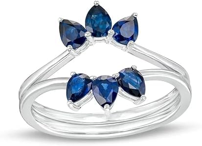 Rk JEWEL 2.Ct Round Cut blue Diamond 14k White Gold Plated Enhancer Guard Wrap Ring 925 sliver