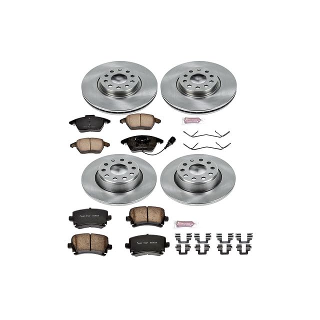 Image of PowerStop Front and Rear Brake Kit for Audi A3 2006-09 |A3 Quattro 2006-09 |Volkswagen GTI 2006-10 |Jetta 2006-10 |Passat 2006-08 - Z17 Ceramic Brake Pads & Disc Rotors Replacement, KOE2260