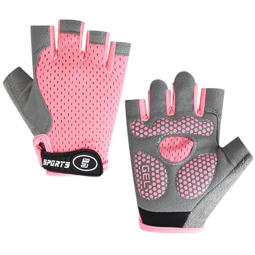 Kinder-Sporthandschuhe, Rutschfeste, Atmungsaktive Handschuhe, Handflächenschutz, Eisseide, Elastisches Mesh, Geeignet zum Radfahren, Spielen, Rollschuhlaufen und für Andere Sportarten (Rosa, M)