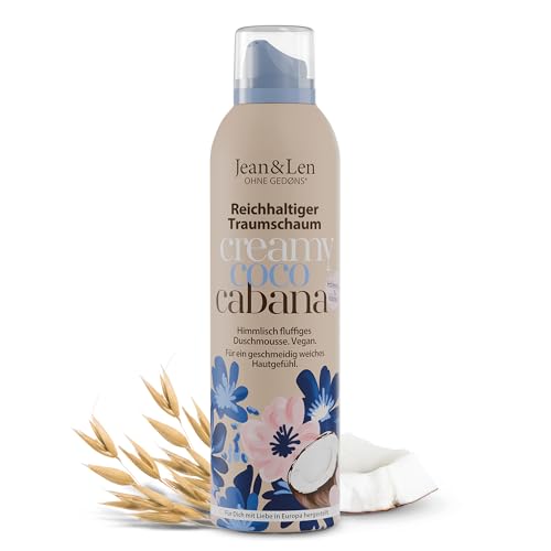 Jean & Len Reichhaltiger Traumschaum Kokos & Hafermilch Gel-to-Mousse Technologie mit Vitamin E und pflanzlichem Glycerin Duschschaum ohne Parabene & Silikone 200 ml