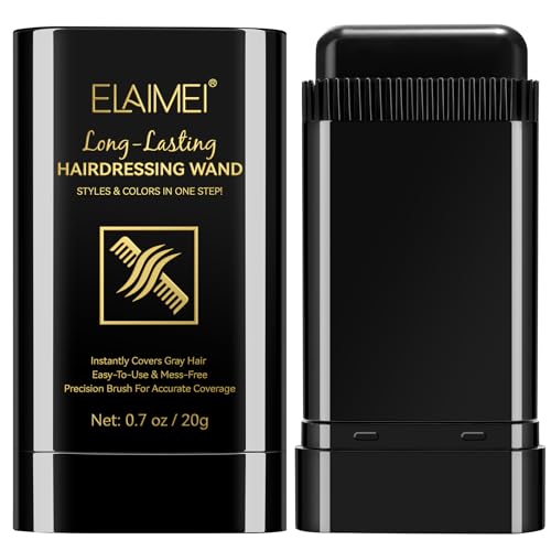Hair Color Stick to Cover Gray Hair Black & Brown Gray Hair Coverage for Women Men Easy Application Temporary Hair Dye Wax Long-Lasting Waterproof and Sweatproof Quick to Root (Black)