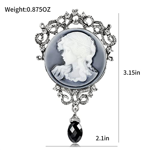 Image of lureme Vintage Elegant Victorian Lady Beauty Cameo with Crystal Brooch Pin (br000017)