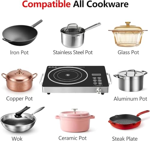 Image of FODGO 3500W Infrared Cooktop Stove | Works with ALL UTENSILS (Steel, Aluminium, Glass, Clay) | No-Radiation Electric Chulha | Toughened Glass Top & Touch Control | Portable Induction Alternate