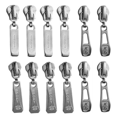 YAZWUR Lot de 12 curseurs de fermeture éclair pour vêtements, jeans et sacs à dos – Idéal pour la réparation de fermetures éclair, compatible avec...