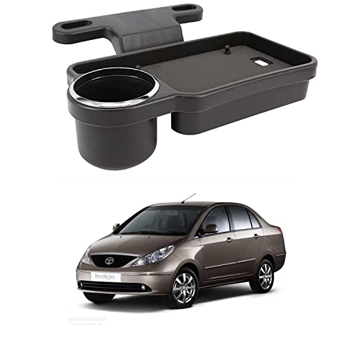 Image of Oshotto (FT-04) Foldable Car Auto Headrest Rear Back Seat Table Drink Food Cup Tray Holder Compatible with Tata Indigo Manza - Black