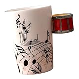 Material: Cerámica FLAMEER Taza De Café Regalos De Cerámica De La Taza De Té De La Leche del Café con La Manija del Diseño del Instrumento - Tambor Rojo