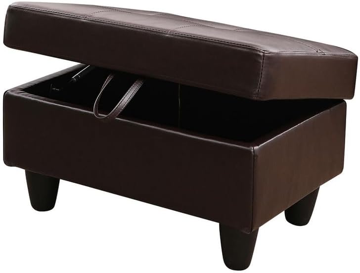 Brown Faux Leather Living Room Sofa Ottoman Living Room Sofa for Home Office Bedroom Living Room, Strong Bearing Capacity Sofa Small Sofa Setee