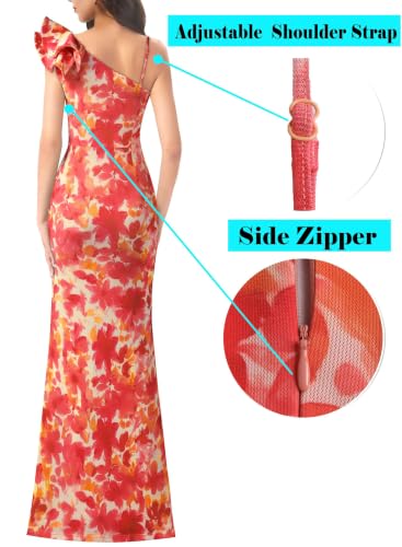 Image of VFSHOW Womens Ruffle One Shoulder Formal Prom Gala Maxi Dress Evening Gown