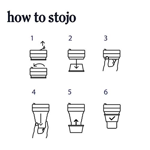 Stojo On The Go Coffee Cup | Pocket Size Collapsible Silicone Travel Cup – Indigo Blue, 12oz / 355ml | No Straw Included