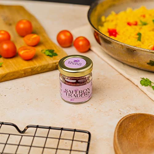 Saffron Traders All Natural And Geniune Saffron Strands - Pure All Red Saffron Threads In Glass Jars - Premium Grade Saffron (0.035 Ounce - 1 Gram) #TOP2