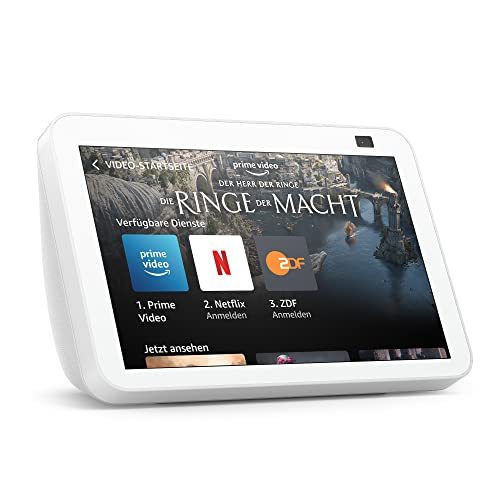 Echo Show 8 (2. Generation, 2021) | HD-Smart Display mit Alexa und 13-MP-Kamera | Weiß