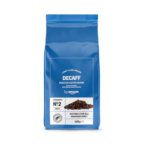 by Amazon Decaffeinated Coffee Beans, Light Roast, 1kg (2 Packs of 500g)