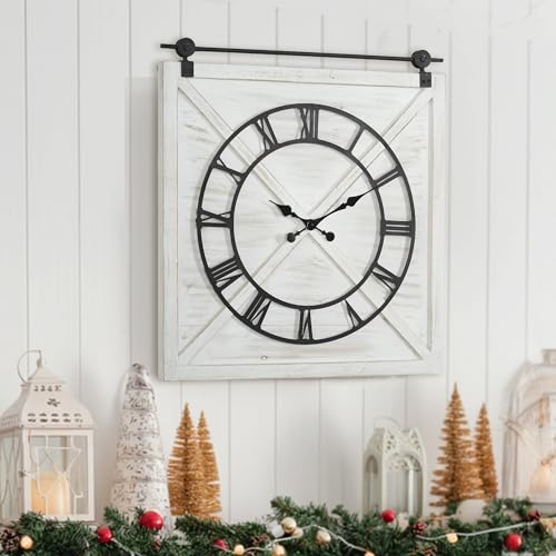 Reloj de pared grande FLORA estilo rústico 29.5" x 27" miniatura 5