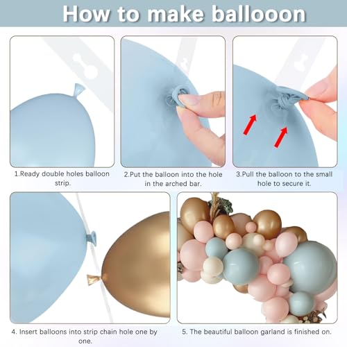 Image of Blocesa Gender Reveal Balloons Arch Kit Pink /Blue /Gold /Beige, Party Decor.