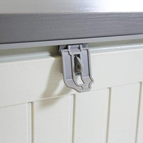 Charles Bentley 190L Outdoor Garden Plastic Storage Box, Suitable for Indoor & Outdoor, 96 x 45.8 x 49.3cm, Beige/Grey