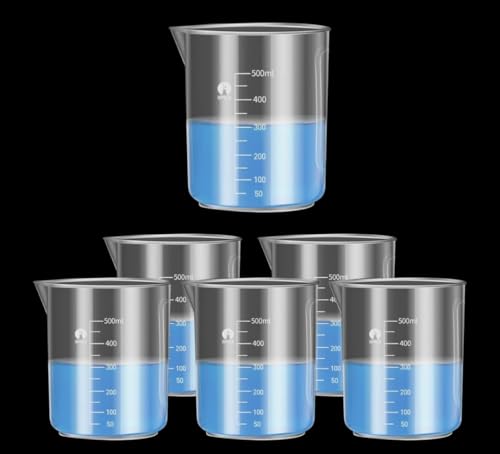 Image of 500ml Plastic Measuring Cups Graduated Epoxy Resin Mixing Cups, Small Beaker, Plastic Measuring Cup for Epoxy Resin, Paint, Art Craft, Soap Candle Tumbler Making (6, 500ml)
