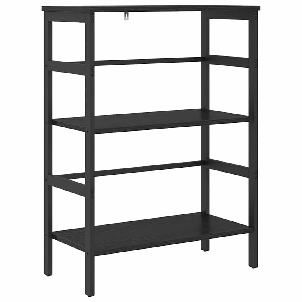 Générique Bibliotheque Bois Ingenierie 60x29x81 cm Czarny | Solidna stalowa rama, regulowane nóżki, duża pojemność, styl przemysłowy, do salonu biurowego