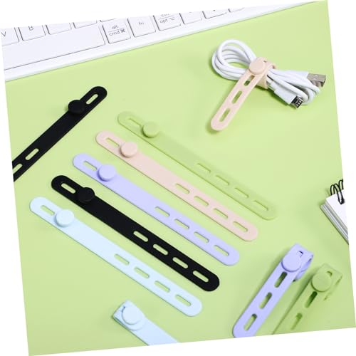 10 piezas organizador de cables de silicona para electrodomésticos, soporte para cable, gestión de cables bajo escritorio, reutilizable, para carga y escritorio miniatura 6