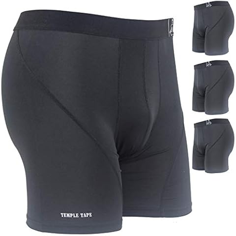 Temple Tape Compression Mens Underwear - Sports Performance Boxer Briefs 3-Pack - black - Large Cover