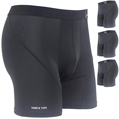 Temple Tape Underwear for Men Sports Performance Boxer Briefs 3-Pack Black Large