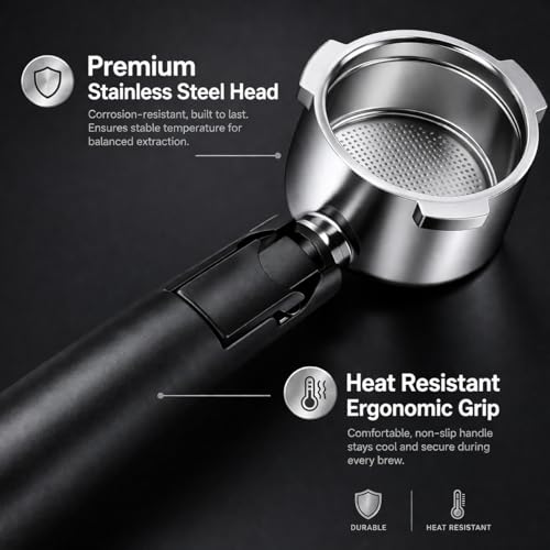 Image of Street27 51mm Bottomless Portafilter with Basket | Naked Portafilter for Espresso Machine | Stainless Steel Filter with Ergonomic Long Handle | Barista Tool for Better Extraction