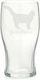 Personalised Maine Coon Cat Engraved Pint Glass, Cat Gift, Gift for Women, Gift for Men