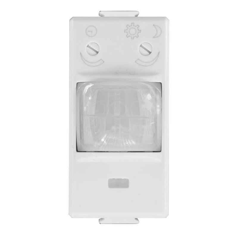IXTRIMA Sensore di movimento crepuscolare 1 modulo per luci, PIR da incasso compatibile BTicino Matix, colore bianco