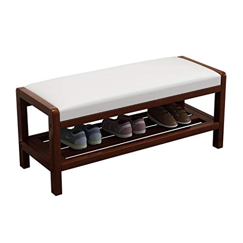 Banc à chaussures en bois blanc 55cm pour entrée et salon