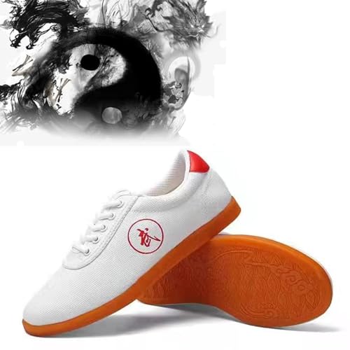 Tai Chi Shoes Men Women Martial Arts Shoes Lightweight Kung Fu Tai chi Shoes Kung Fu Martial Arts Boxing Training Shoes(Size:42 EU,Color:White)