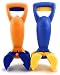 Matty's Toy Stop 14.5" Plastic Sand Grabber Claw Scoops for Sand & Beach (Blue/Yellow & Orange/Blue) Gift Set Bundle - 2 Pack